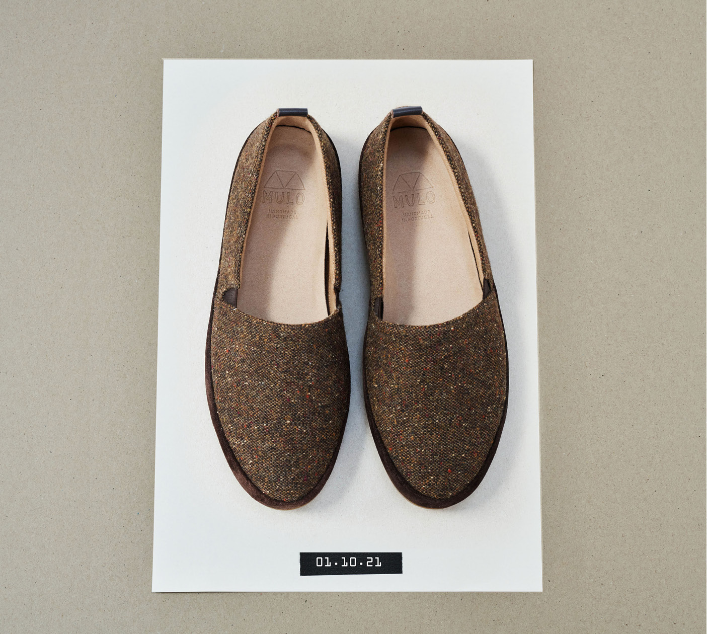 Brown Tweed Mens Slippers House Shoes