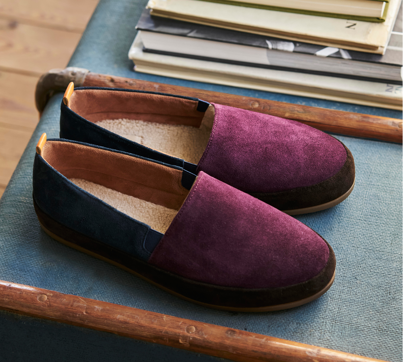 Colour-block Suede Mens Slippers