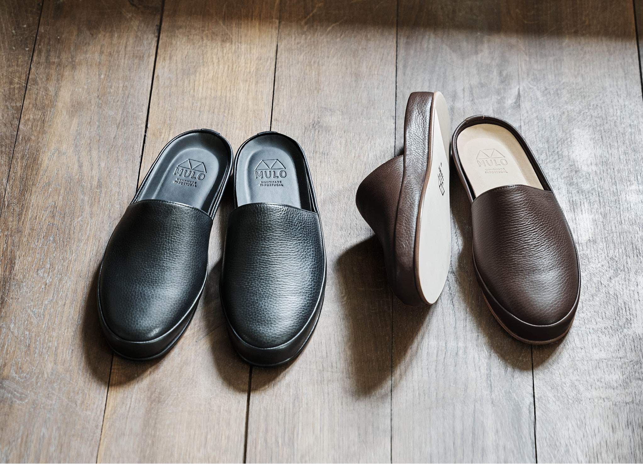 Black Leather Slippers