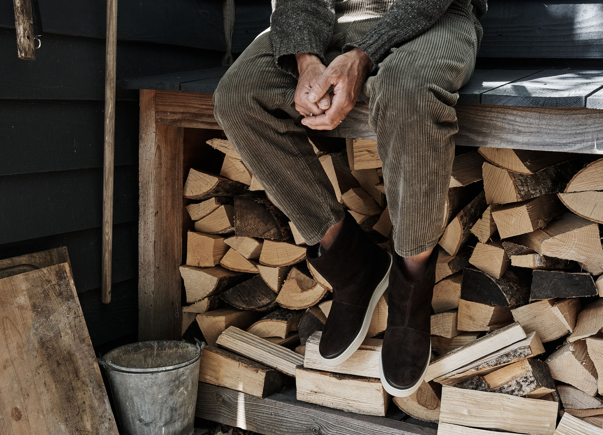 Dark Brown Waxed Suede Winter Boots