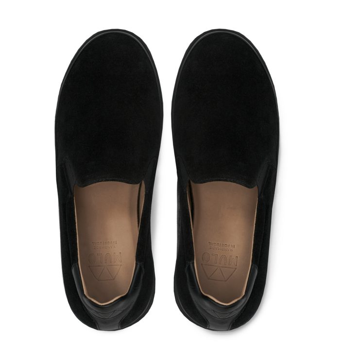 Black Suede Slip-On Mens Sneakers