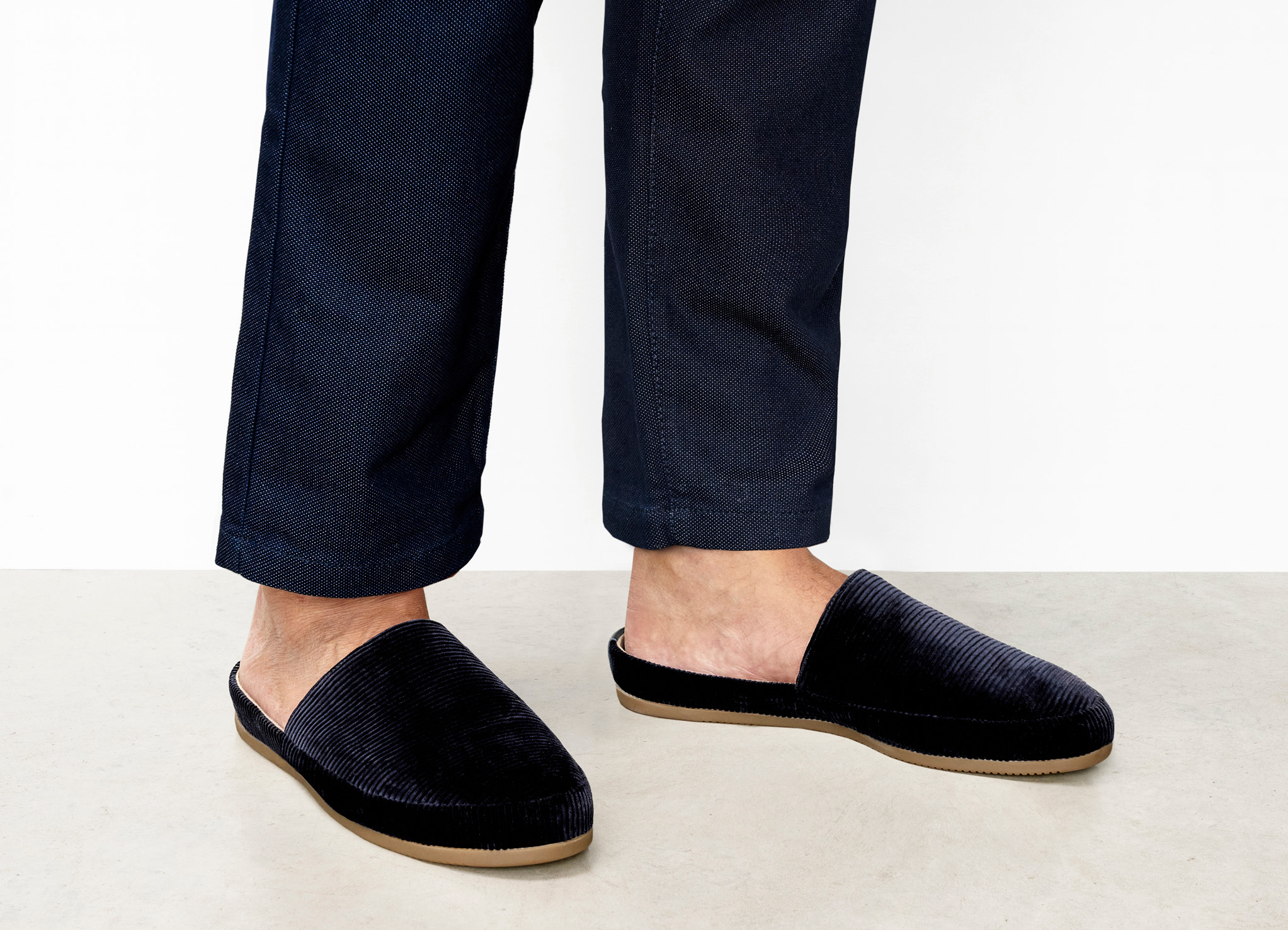 Blue Mens Slippers | MULO shoes | High-quality Corduroy