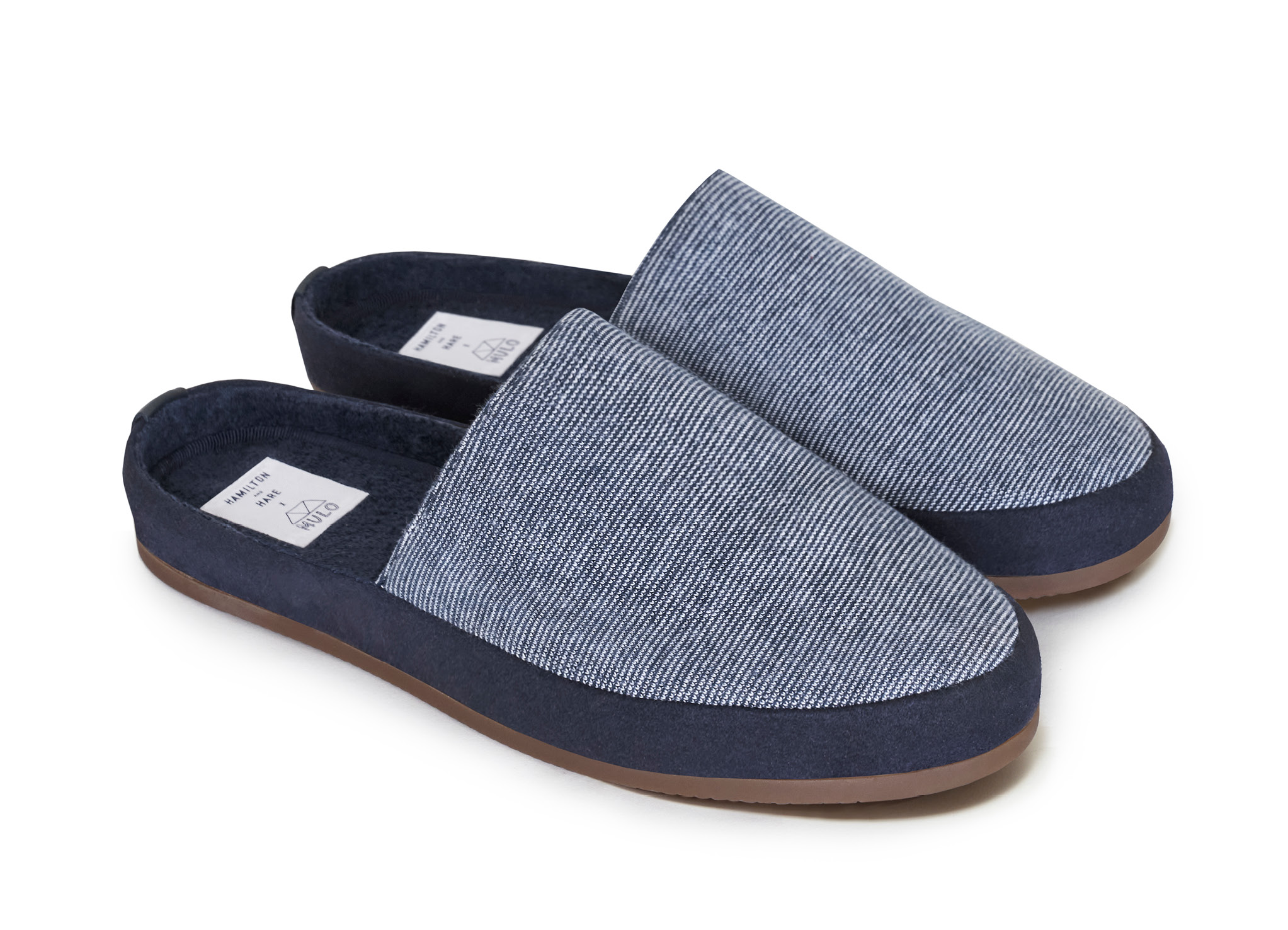 Blue Striped Backless Slippers for Men