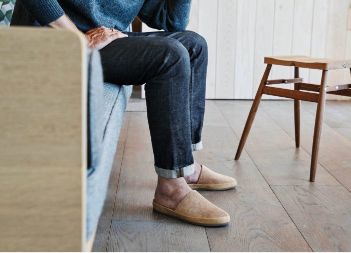 British Corduroy Men's Backless Slippers in Camel