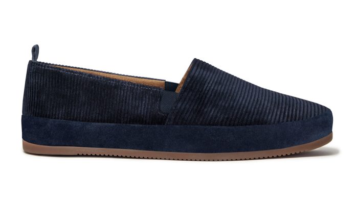 Mens Blue Slippers in British Corduroy