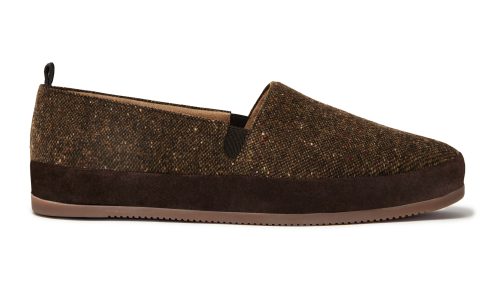 Brown Donegal Tweed Mens Slippers