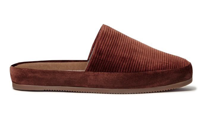 Cognac Slipper for Men with Sheepskin Lining