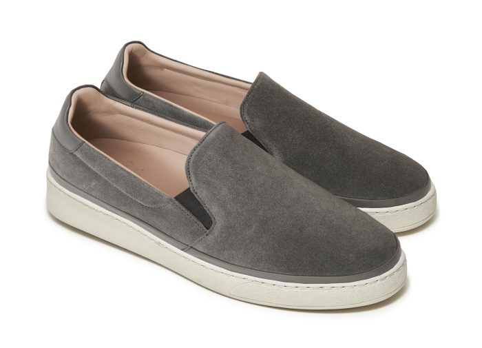 Dark Grey Suede Slip-On Sneakers for Men
