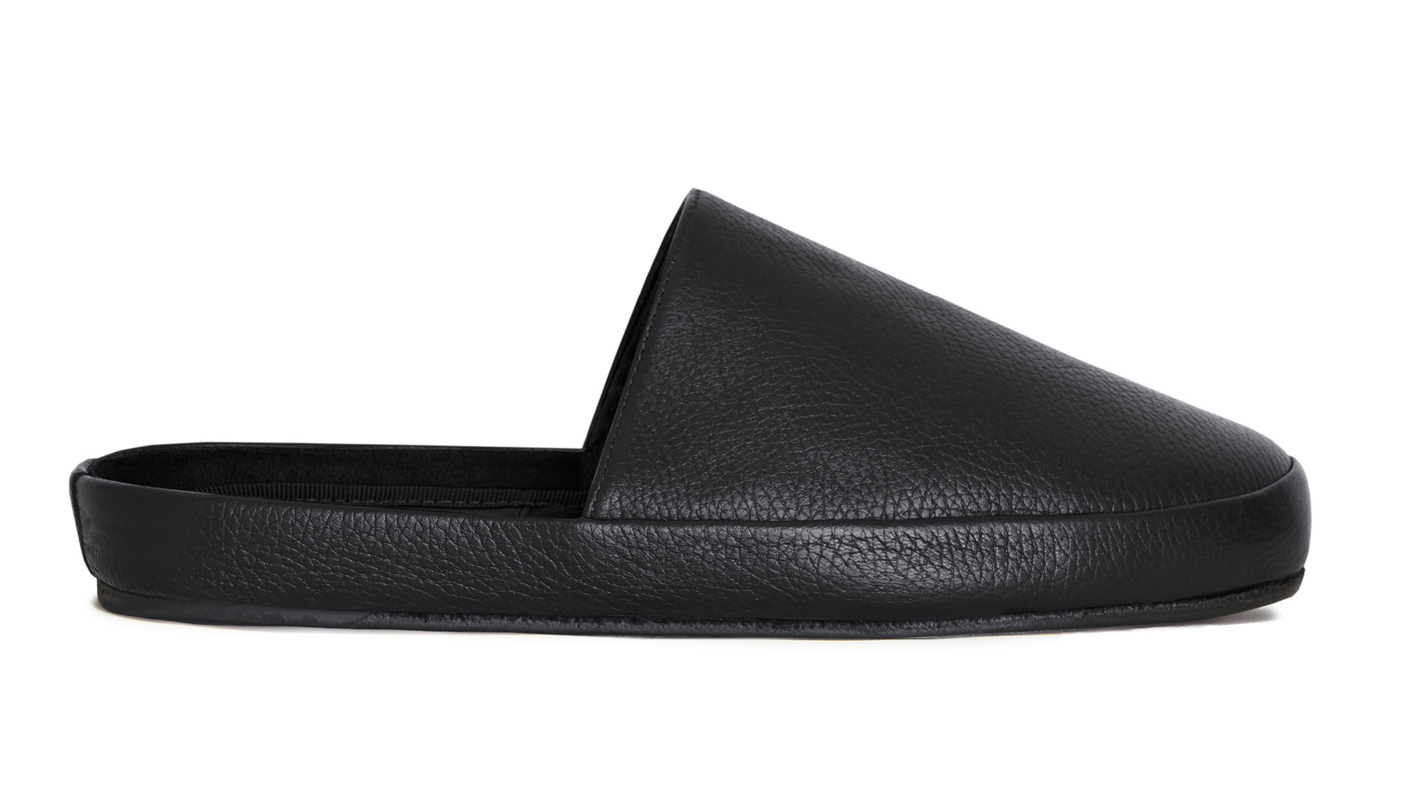 mens black leather slippers