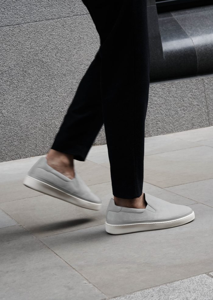 Light Grey Suede Slip-on Men's Sneakers