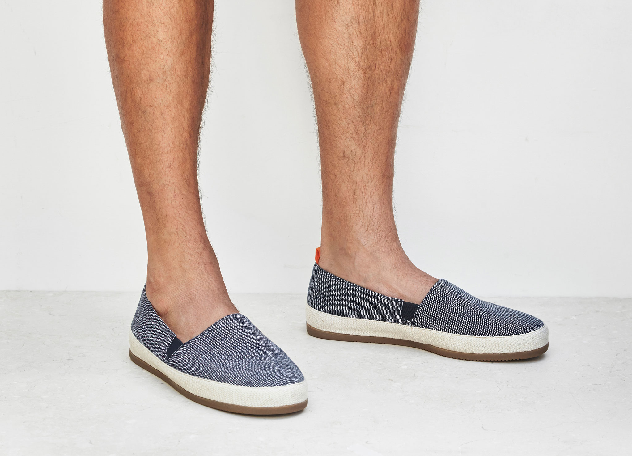 Men's Blue Espadrilles in Navy Linen Weave