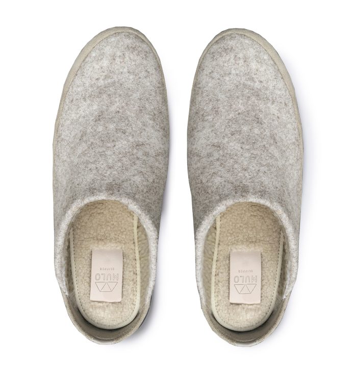Luxury Grey Wool Mens Slippers lined in Sheepskin