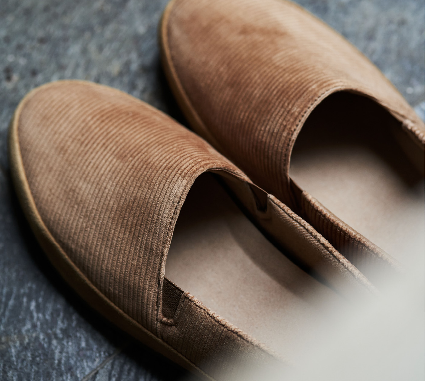 Luxury Slippers for Men - Camel Corduroy House Shoes