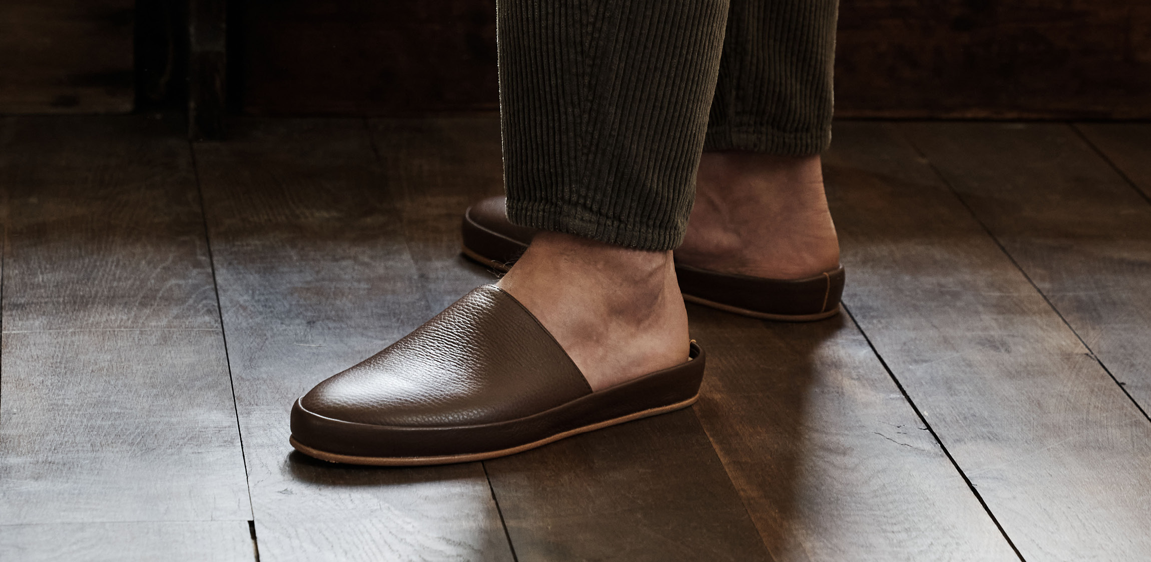 Luxury Mens Slippers - Italian Full-grain Leather Slip On Slippers