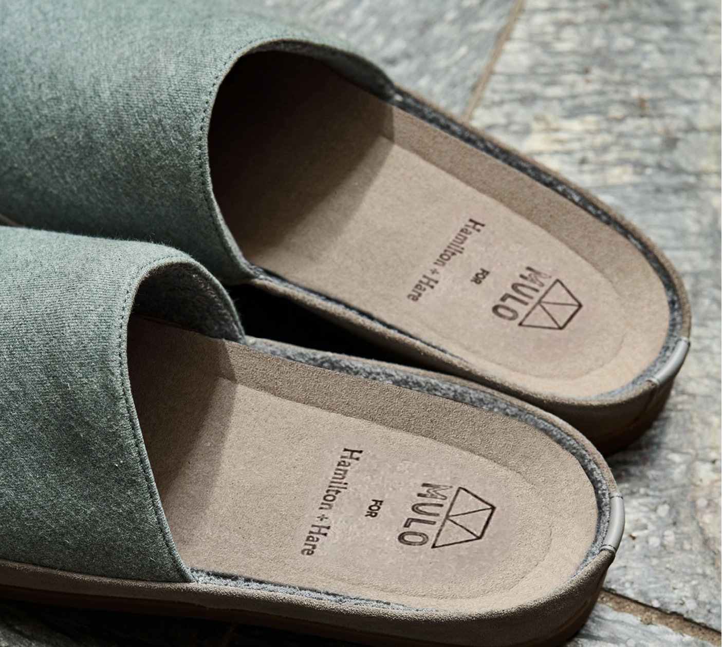 Luxury Slippers for Men - Green Flannel MULO x Hamilton and Hare