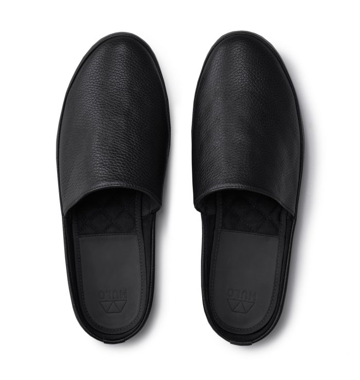 Black Slippers for Men in Leather