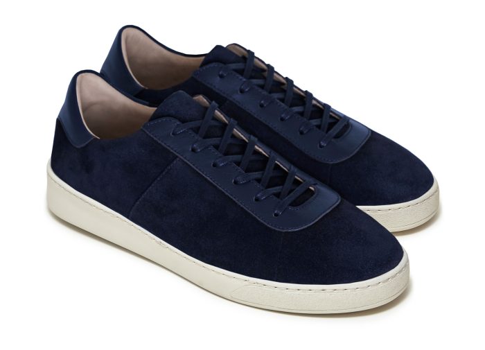 Waxed Suede Dark Blue Sneakers for Men