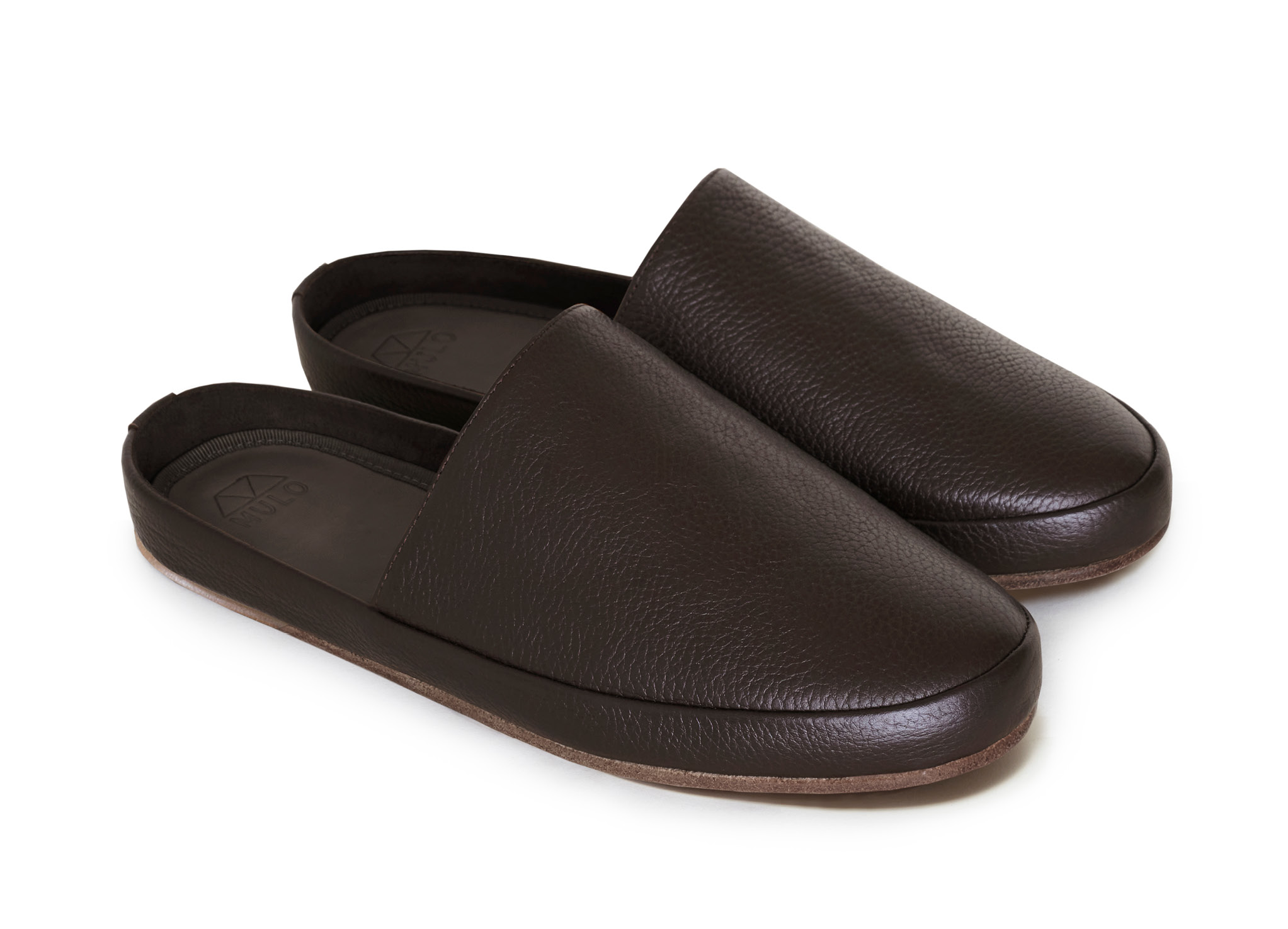 Leather Slippers for Men in Brown