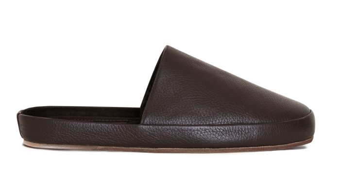 Leather Slippers for Men in Dark Brown