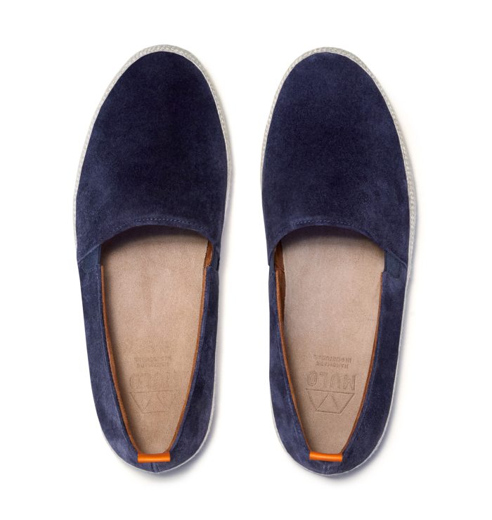 Navy Blue Mens Espadrilles in Suede