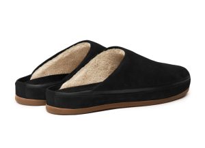 Sheepskin Slippers for Men in Black Suede