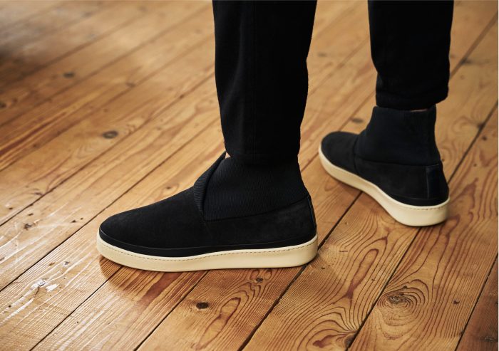 Slipper Boots for Men with Rib Knit Collar