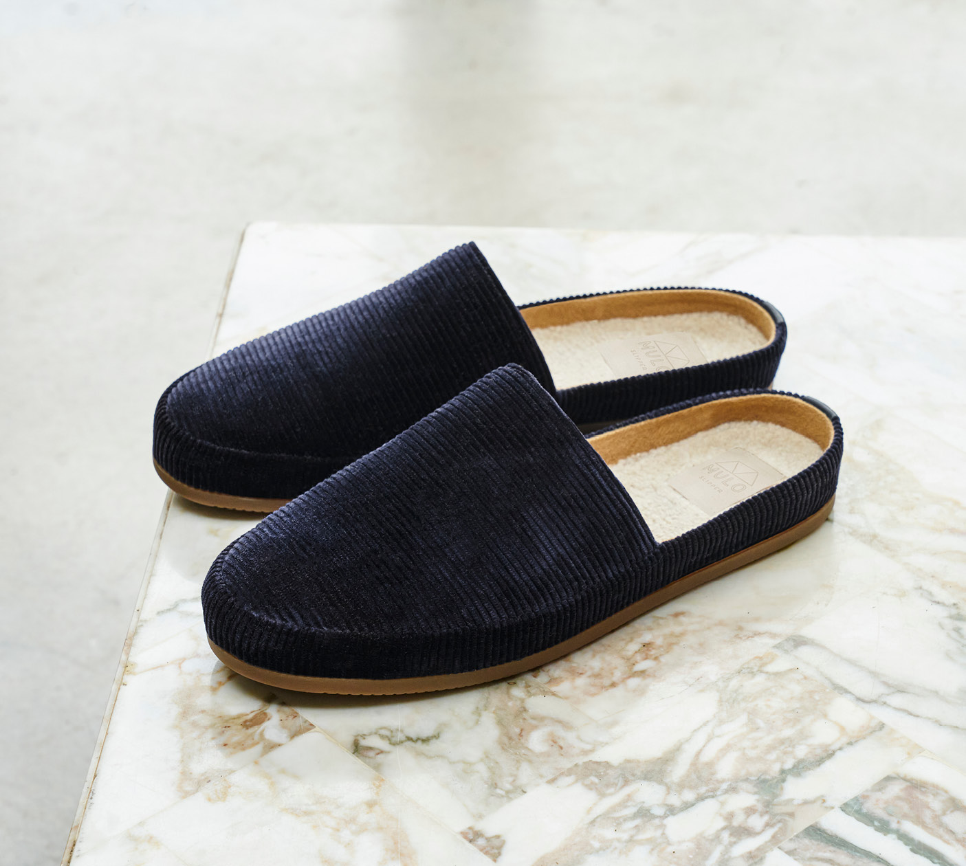 Blue Slippers in Corduroy - Mens Slippers