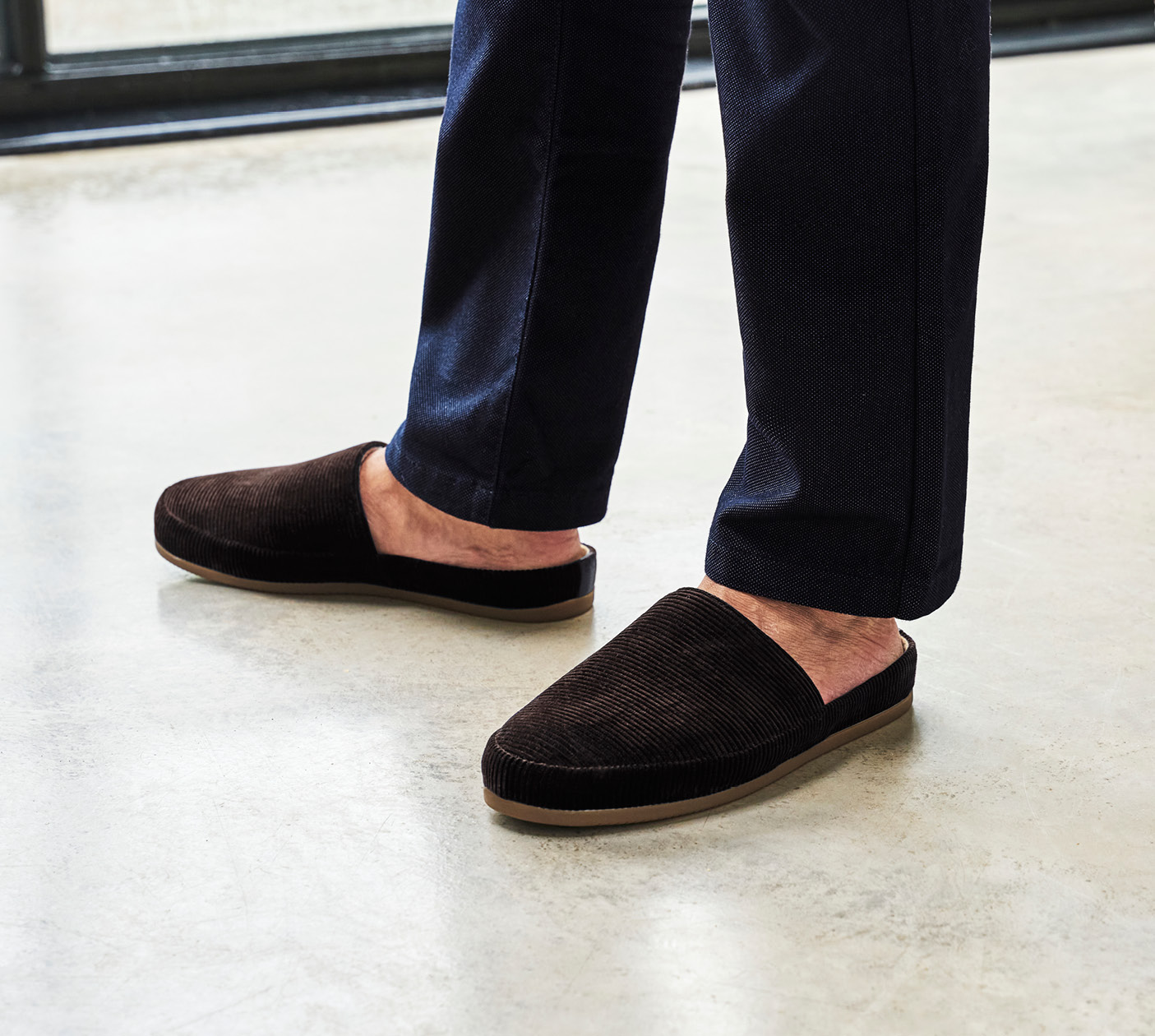 Brown Slippers in Corduroy - Mens Slippers