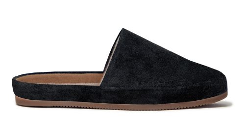 Black Slippers for Men in Waxed Suede