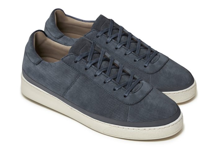 Sneakers for Men - Slate Blue Sneakers in Perforated Italian Nubuck