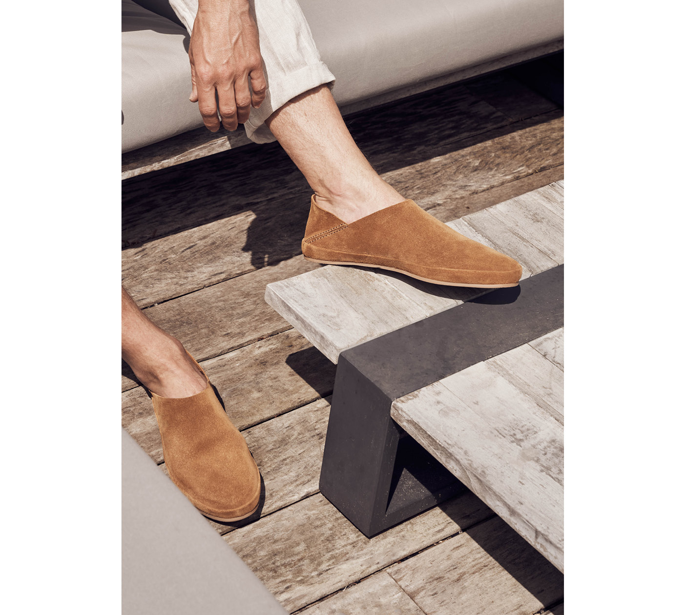 Mens Summer Shoes - Foldable-heel Loafers in Suede