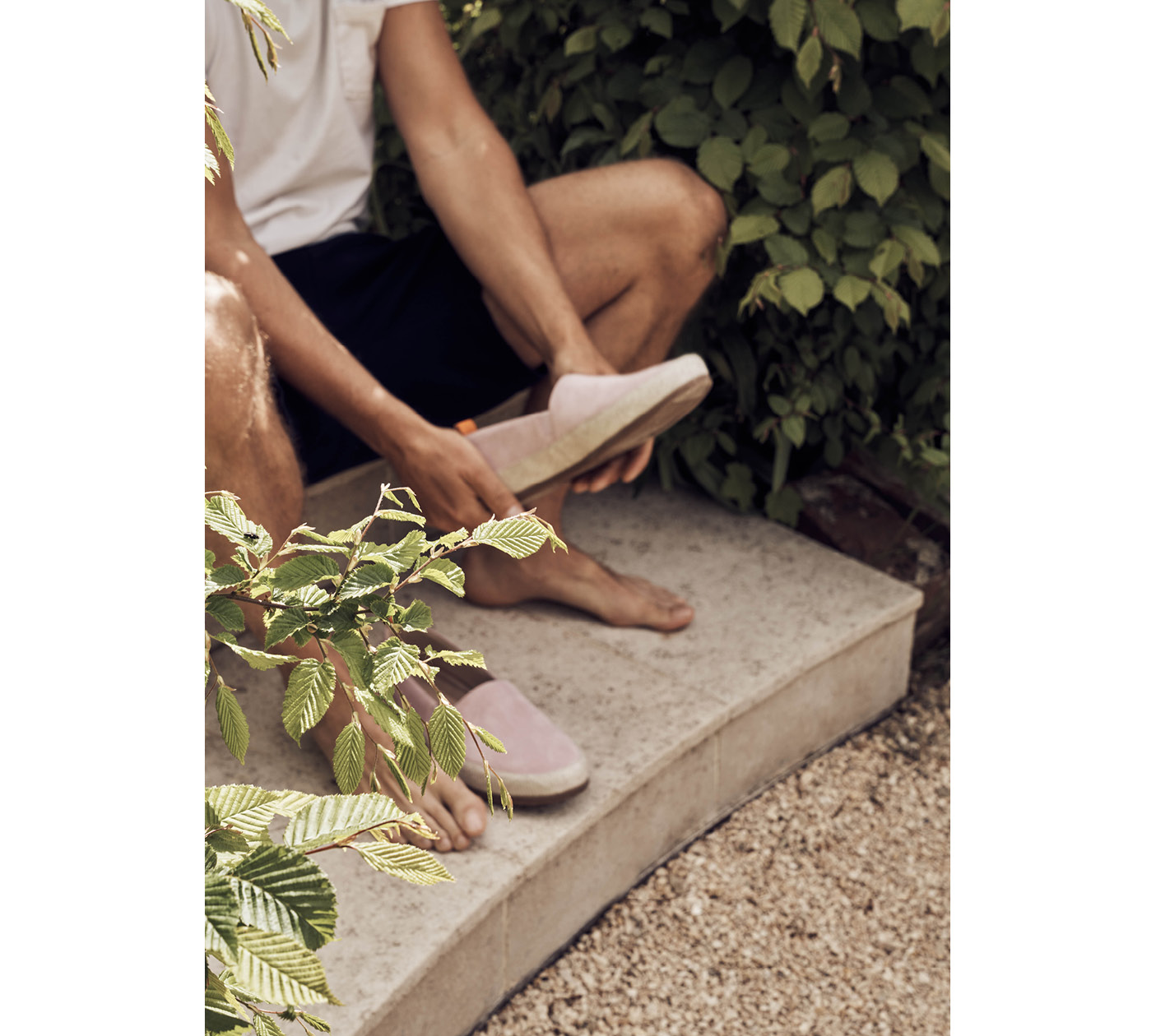 Mens Summer Shoes - Pink Espadrilles in Suede