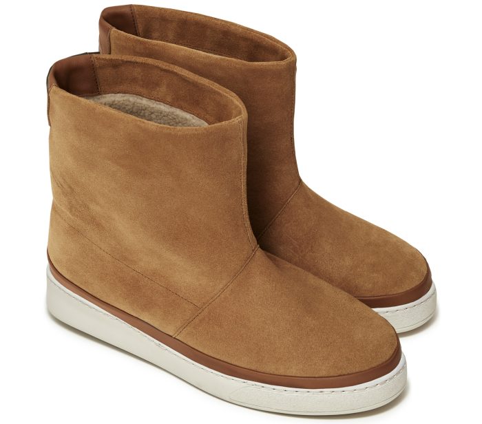 Winter Sheepskin Boots for Men in Dark Tan Waxed Suede