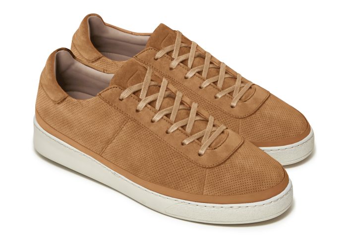 Luxury Men's Sneakers Perforated Tobacco Nubuck