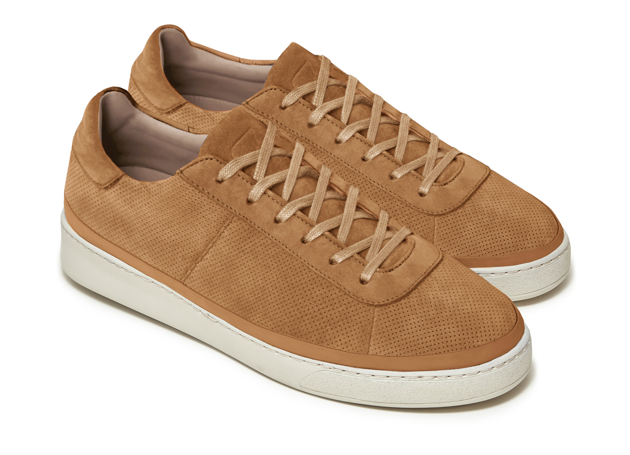 Tobacco Perforated Nubuck Sneakers for Men