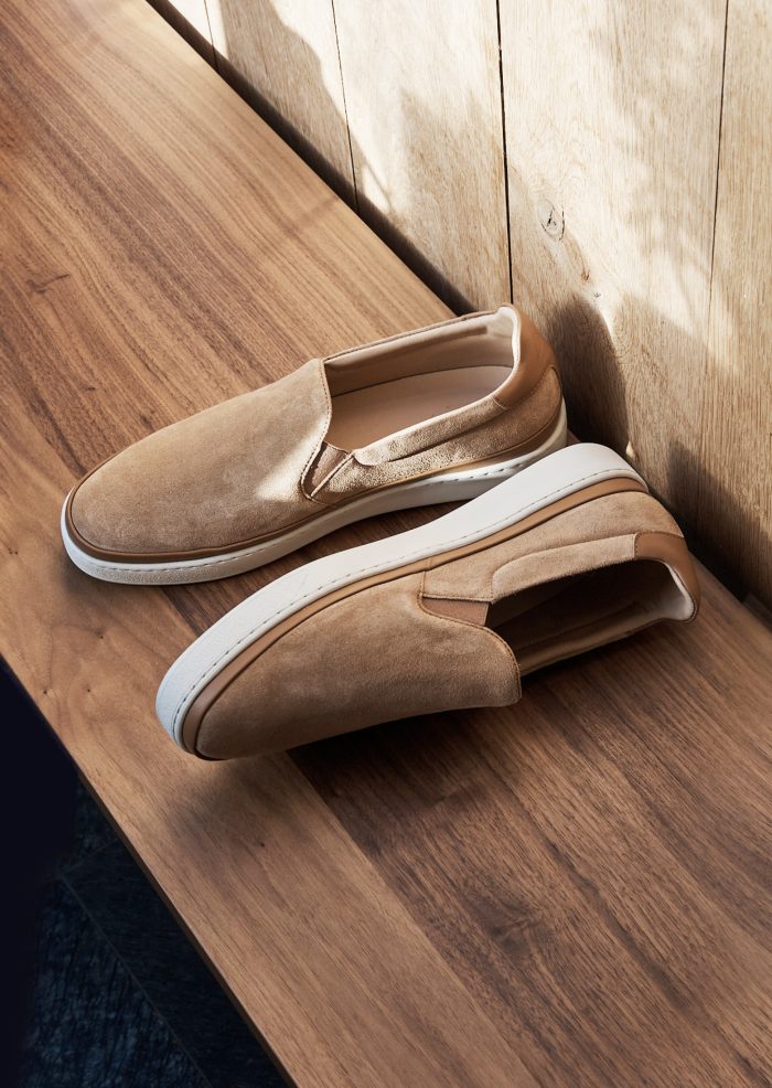 Minimalist Men's Slip-on Sneakers in Tan Suede