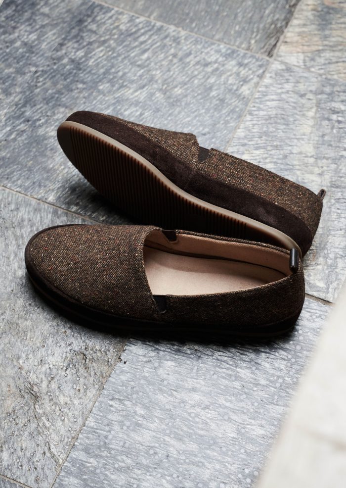 Modern Brown Tweed Men's Slippers