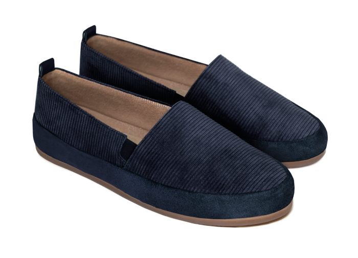 Navy Blue Slippers for Men in British Corduroy