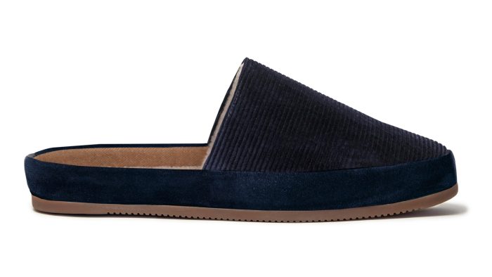 Navy Slipper for Men with Sheepskin Lining