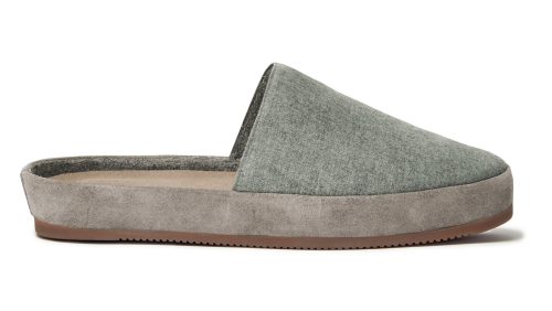 MULO x Hamilton and Hare - Mens Slippers in Green Flannel Slip-on Slippers