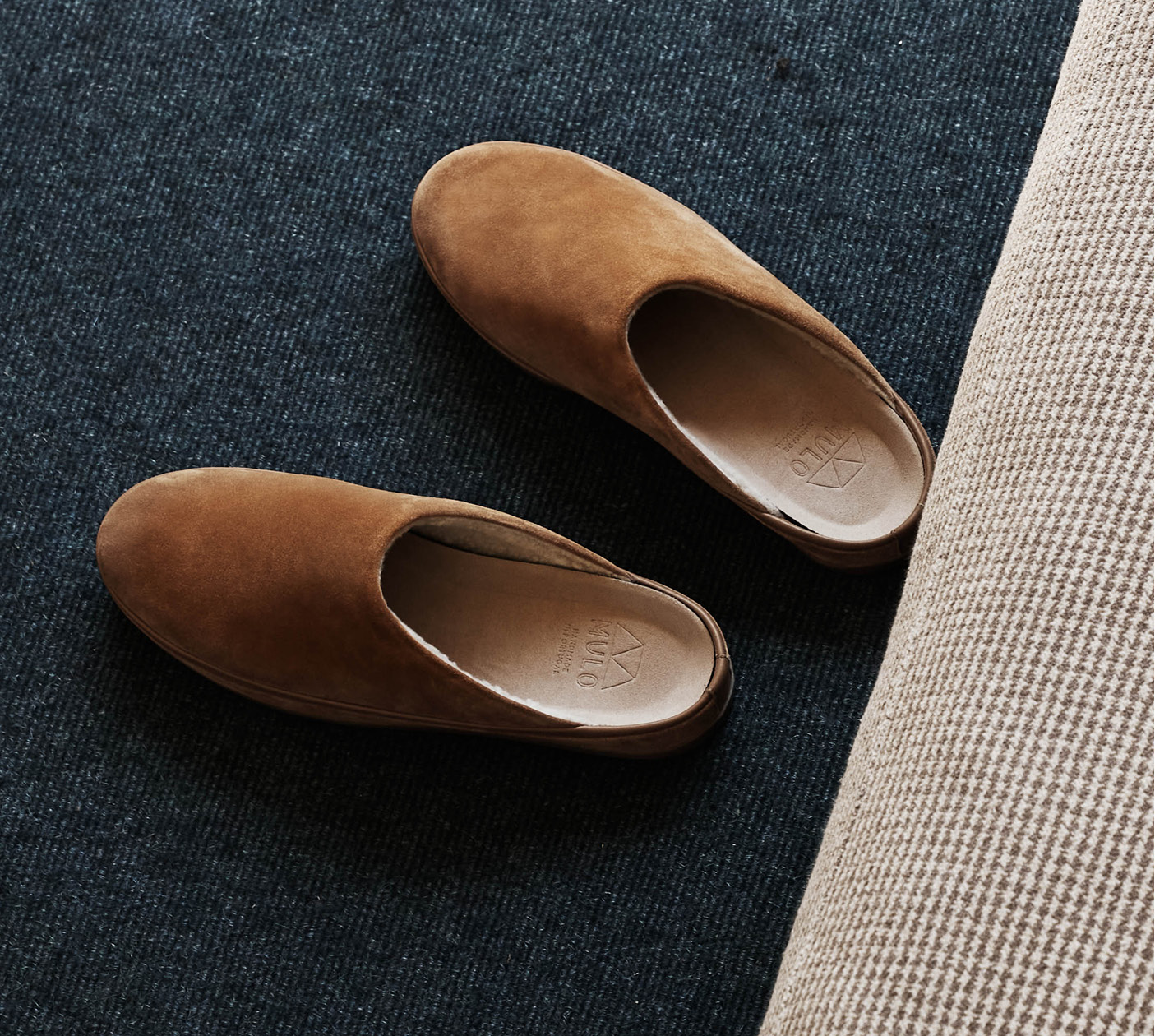 New Mens Slippers - Chestnut Suede Sheepskin Slippers