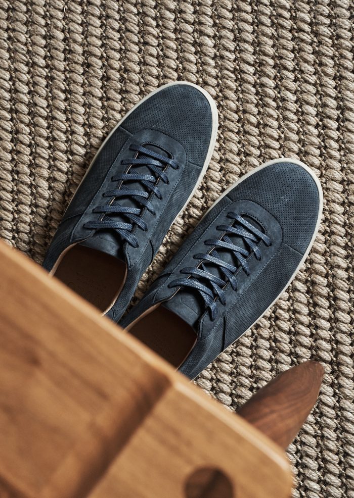 Perforated Slate Blue Nubuck Men's Sneakers