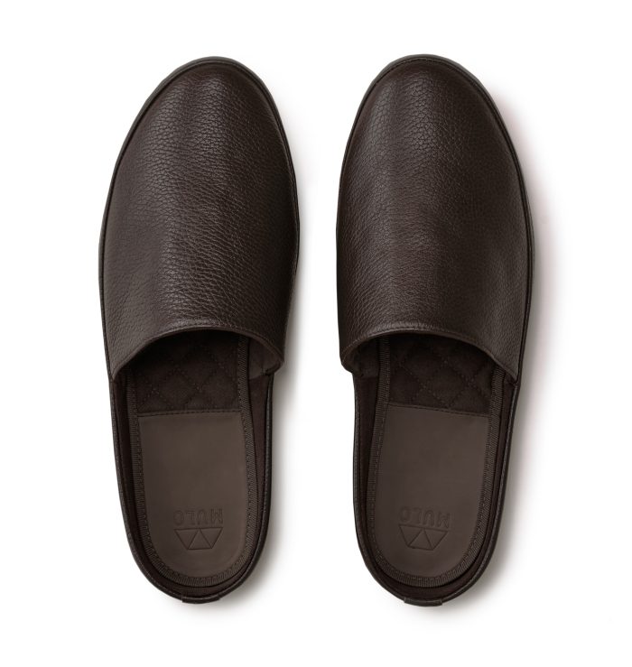 Leather Mens Slippers in Brown