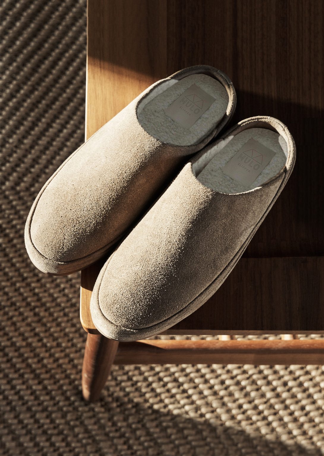 Taupe Brown Men's Sheepskin Slippers in Suede