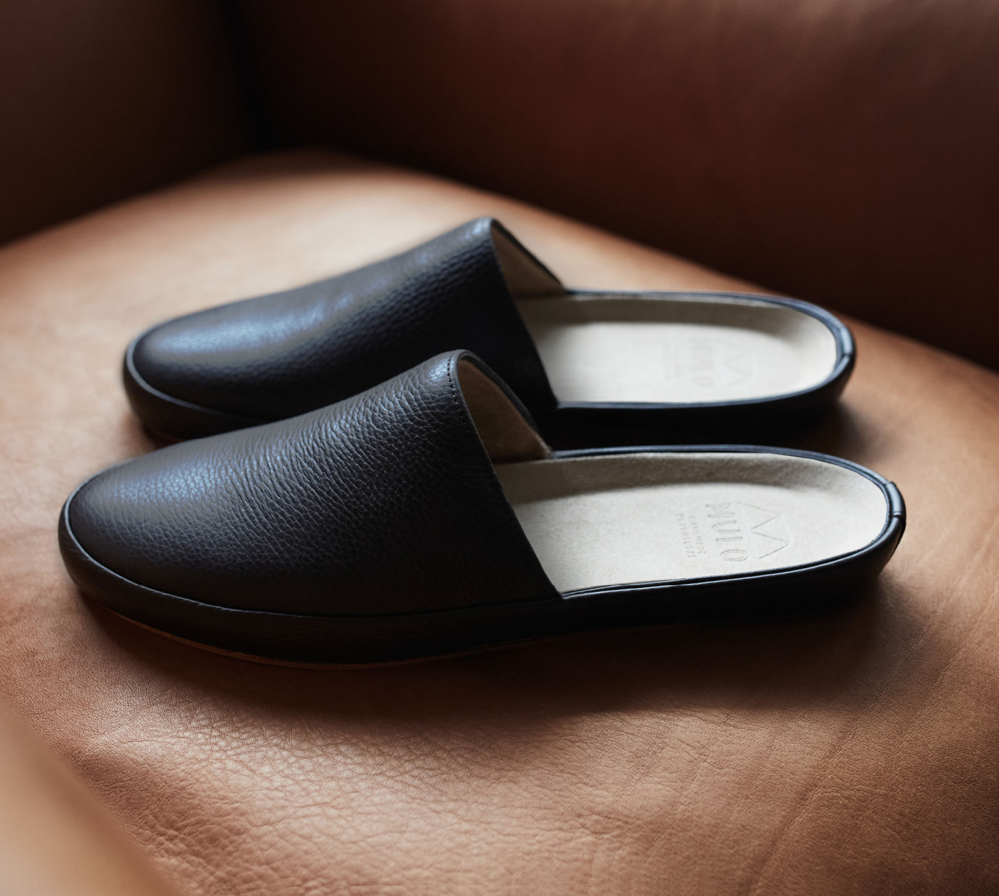 Slipper Appreciation Society - Mens Leather Slippers - Dark Brown
