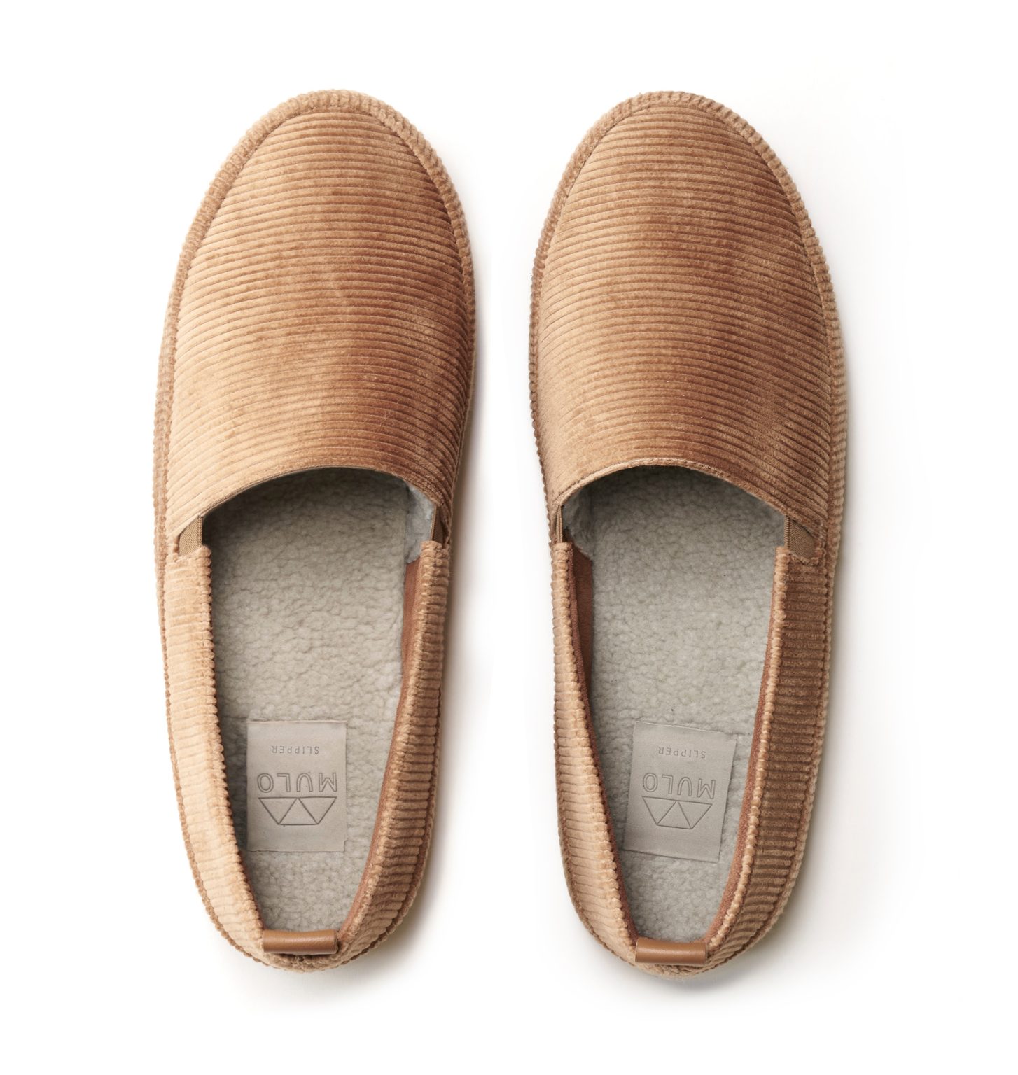 Mens Slippers in Camel Corduroy | MULO shoes | Soft Natural Shearling