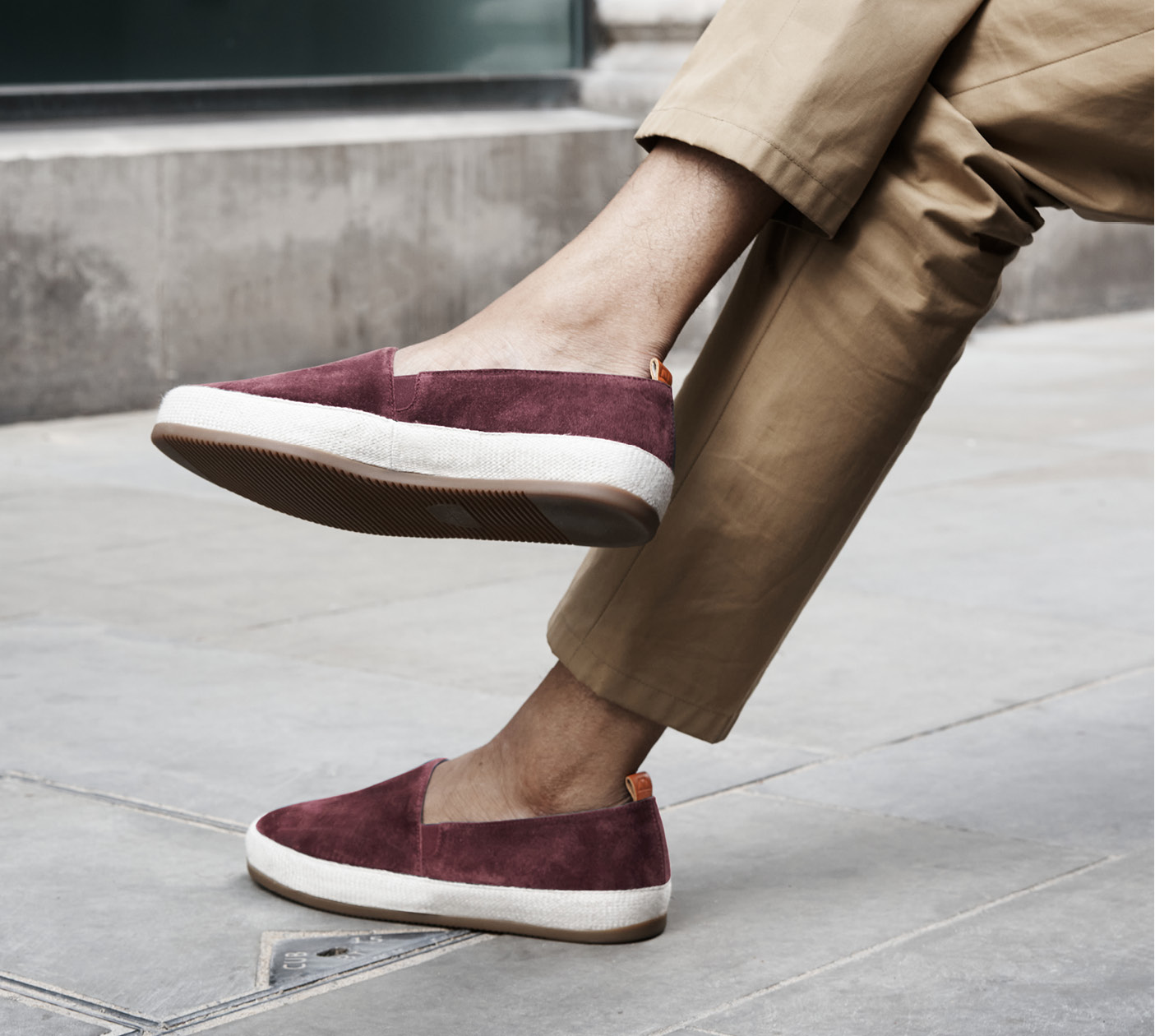 Mens Espadrilles in Burgundy Suede