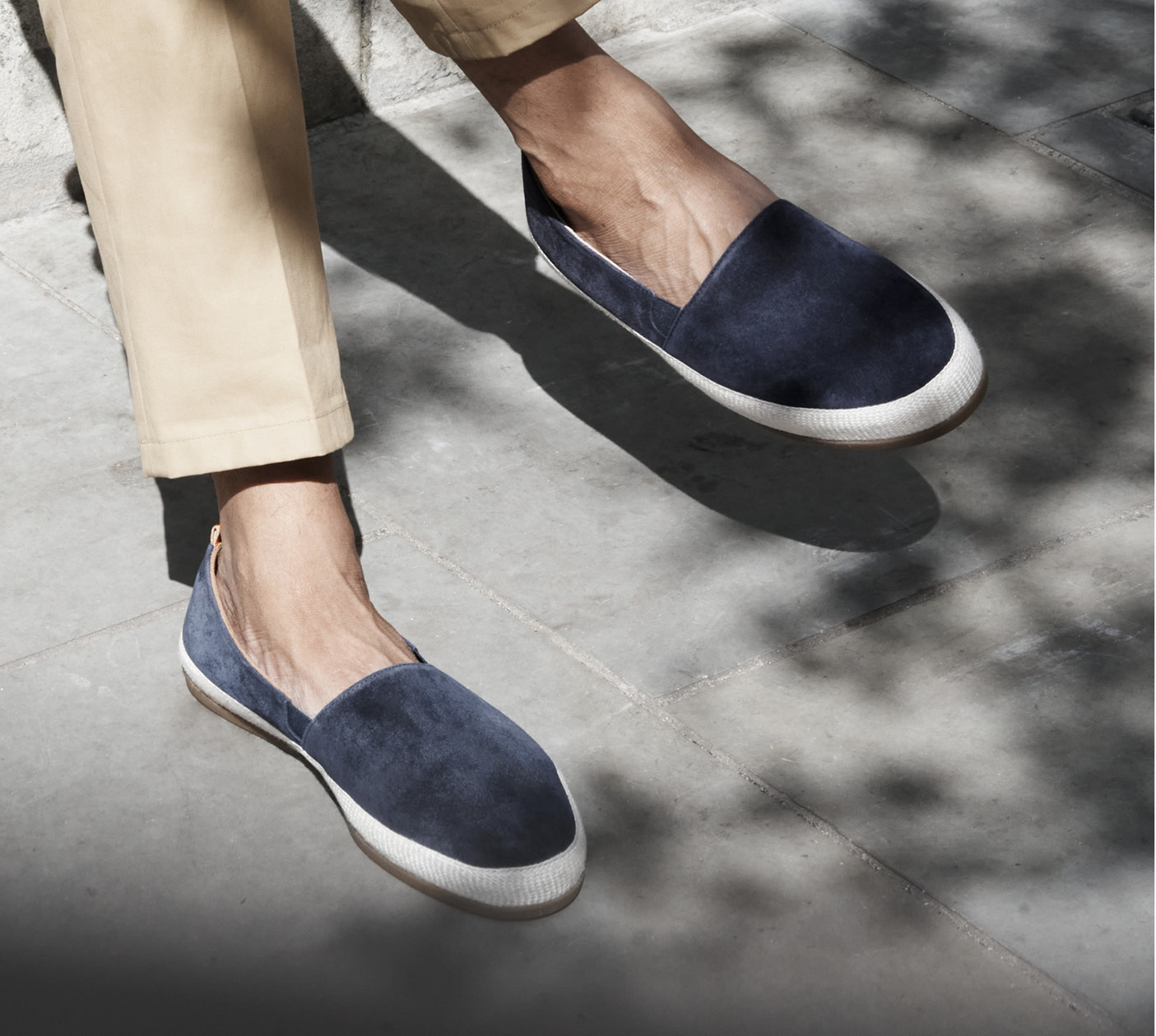 Mens Espadrilles in Slate Blue Suede