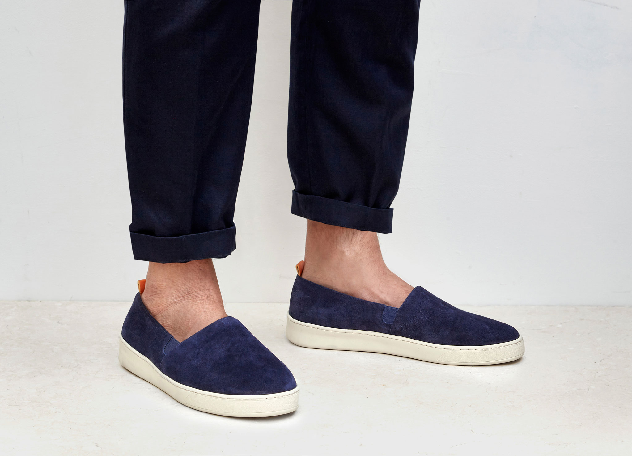 blue slip on sneakers