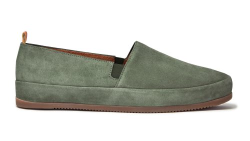 Khaki Green Mens Loafers in Suede